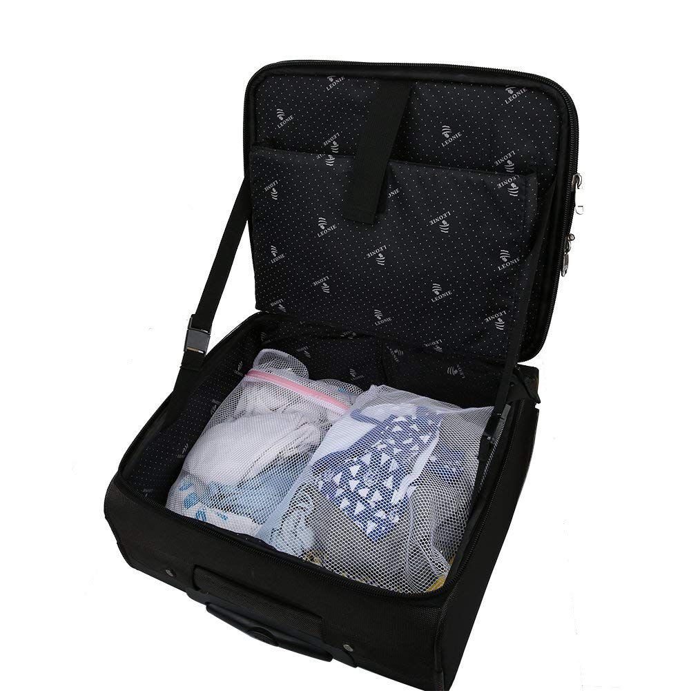 Stor netvaskepose, sæt  of 4 slidstærk grovnetvasketaske med lynlås til tøj, finvask