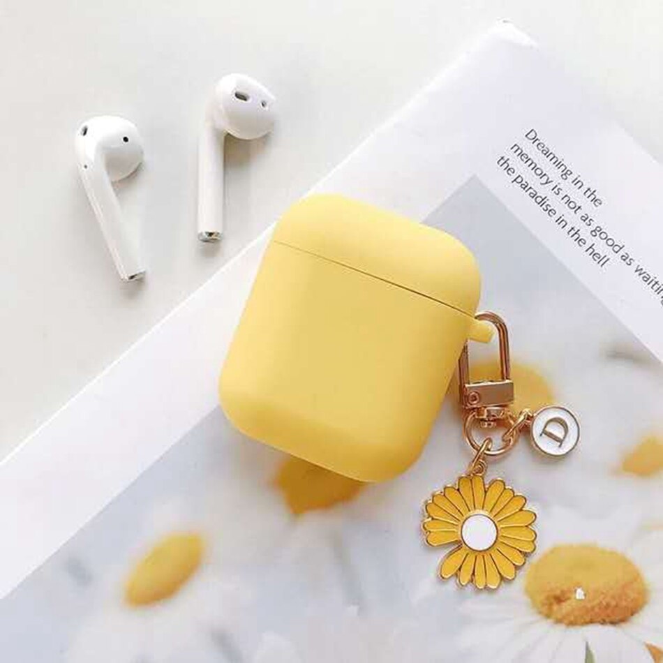 Per AirPods 2 Caso Corea del Simpatico Orso Del Fumetto di Caso di aria baccelli di lusso Fiore Portachiavi Auricolari In Silicone per il Caso di apple air baccelli copertura: C6