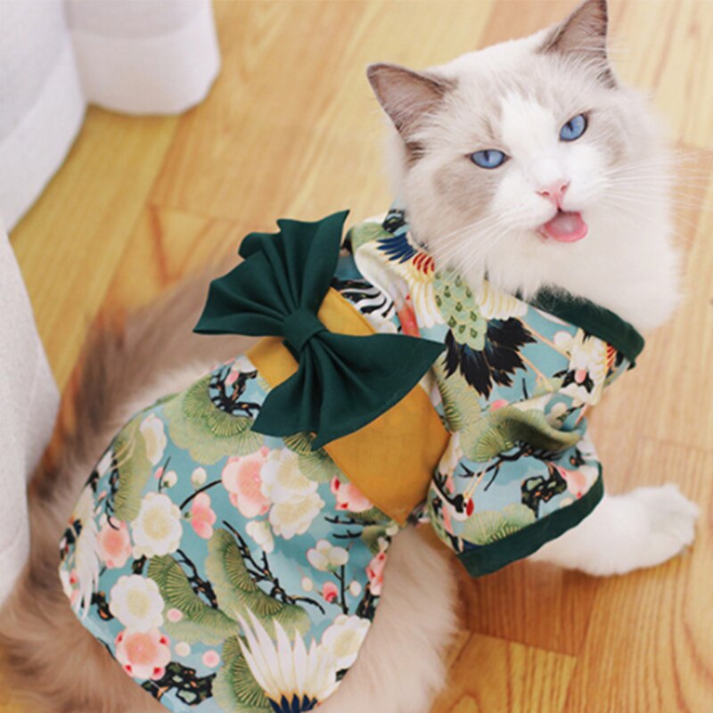 Kimono pour animaux de compagnie chien chat Costume de Style japonais
