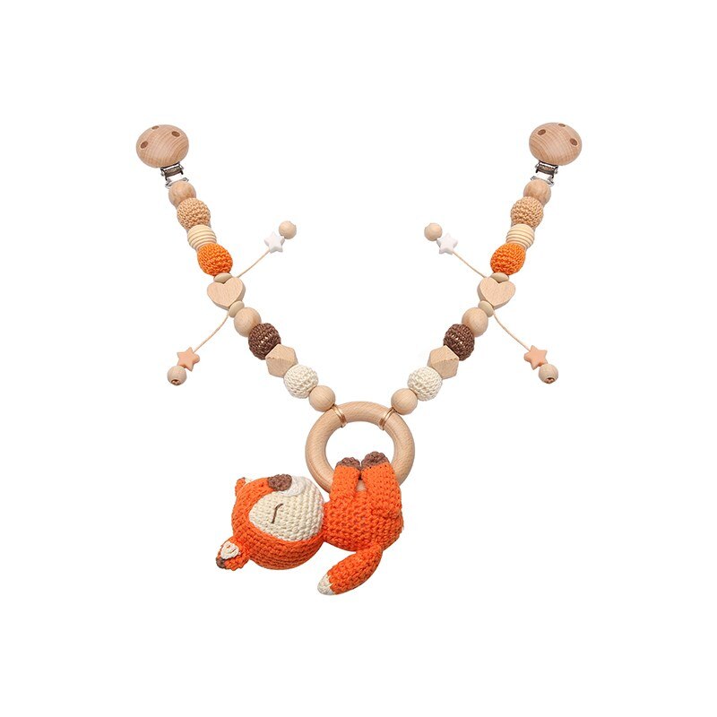 Cartoon Dier Wandelwagen Speelgoed Houten Kinderwagen Clip Speelgoed Gehaakte Rammelaar Ketting Mobiele Houder Dummy Clip Speenketting Voor Baby Cadeau: Style 4