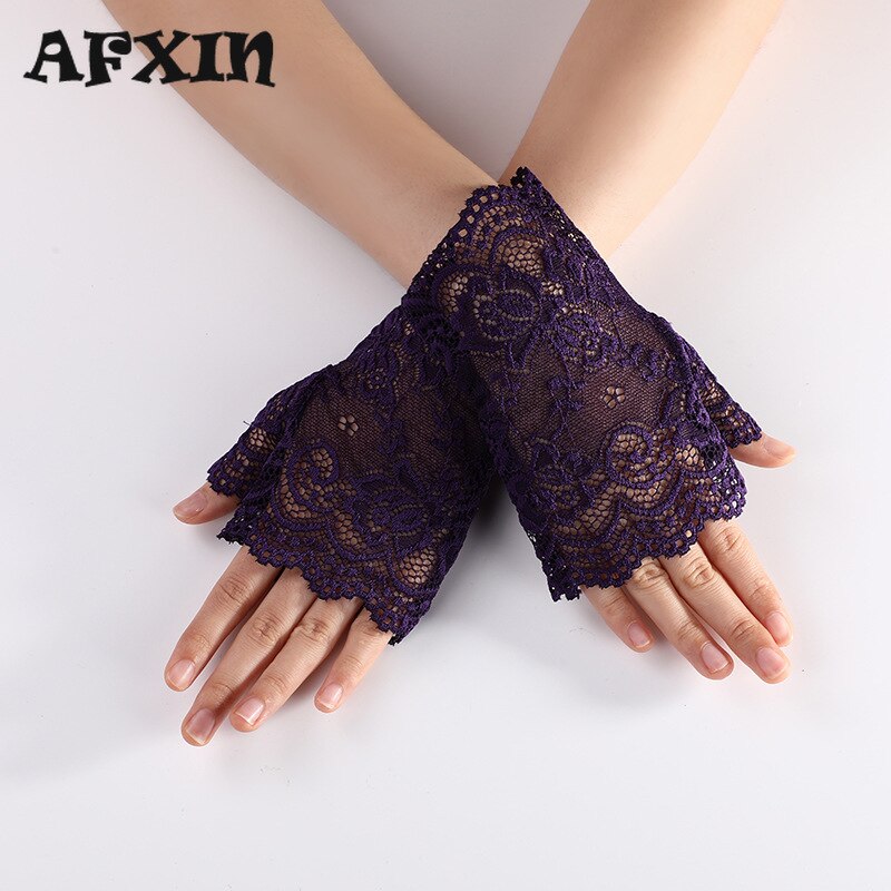 Short Lace Fingerless Gloves for Women Gothic Punk Rock Costume Fancy Harajuku Floral Lace Gloves Alt Goth Clothes Accessories