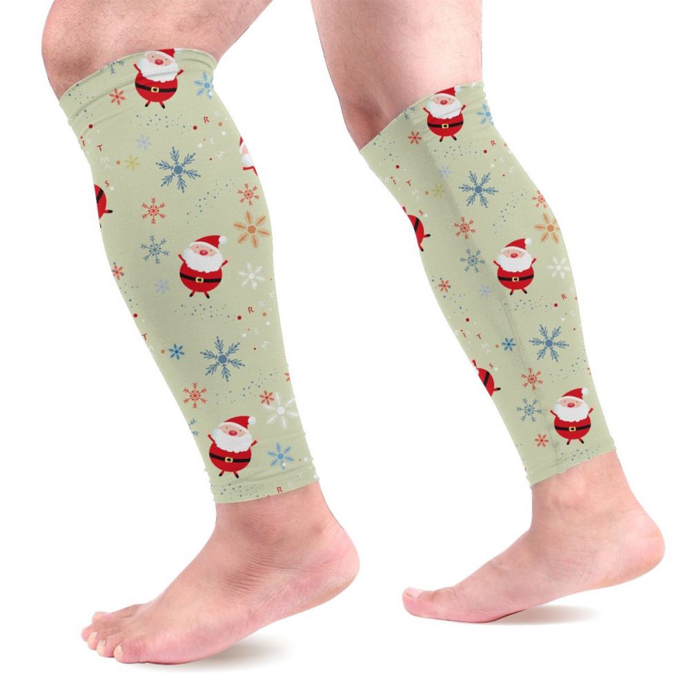 Calf Protector Sleeves Men Women Gym Sports Safety Calf cooling Compression Sleeves Shin Cycling Santa Claus snowflake Q007