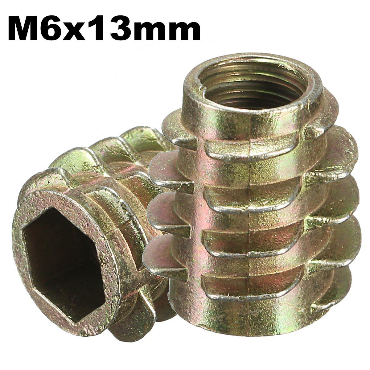 M4 M5 M6 M8 M10 Hex Drive Screw In TYPE E Threaded Insert Nuts Furniture Bushing: M6x13