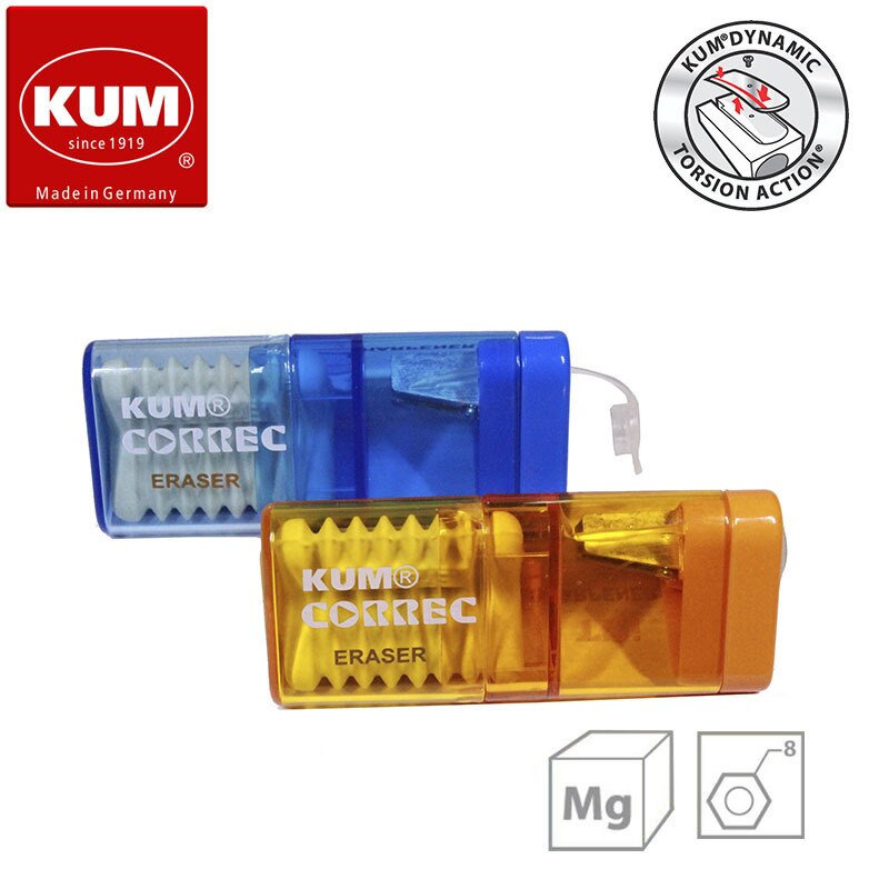 Kumcorrec-tri M1-sacapuntas triangular de Metal y magnesio con Borrador de varios ángulos, suministros escolares portátiles, 1 ud.