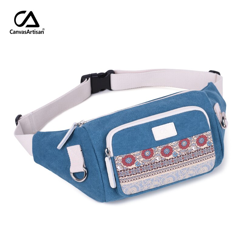 Canvasartisan Women's Waist Pack Canvas bags Multi-functional Waist Bag Floral Retro Style Leisure Travaling Bag