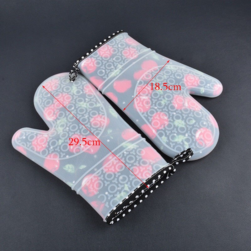 Guantes de Silicona para Cocina, Manoplas Estampadas, Resistentes al Calor, más Gruesas, apto para Microondas, 2 Uds.: longblack