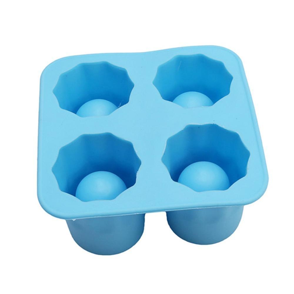 4 tasses forme Silicone moule à glaçons tireurs tir verre glace moule bac à glaçons été barre fête bière glace boisson outil accessoires: Bleu