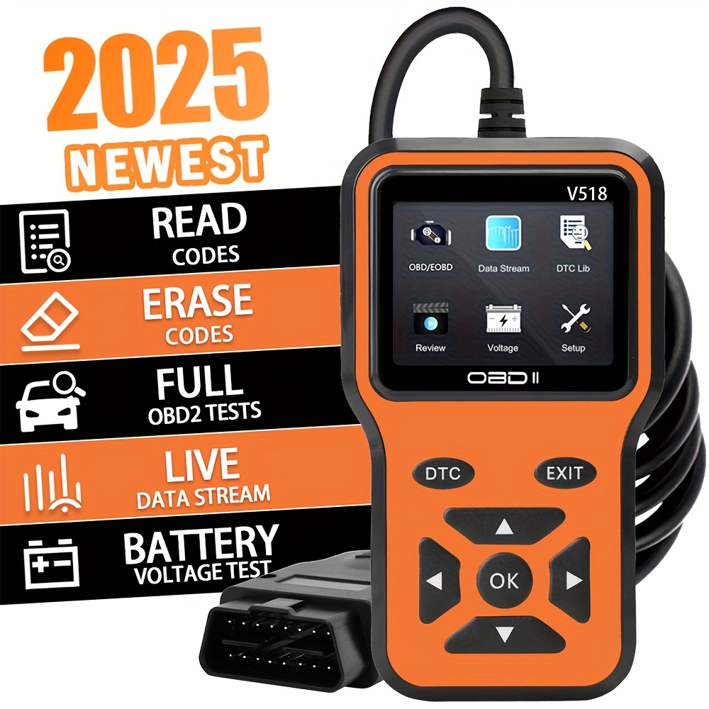 OBD2 Scanner V518- Instant Fault Code Reader and Voltage Check | OBDII/CAN Full System Diagnosis | 10 Second Fault Analysis
