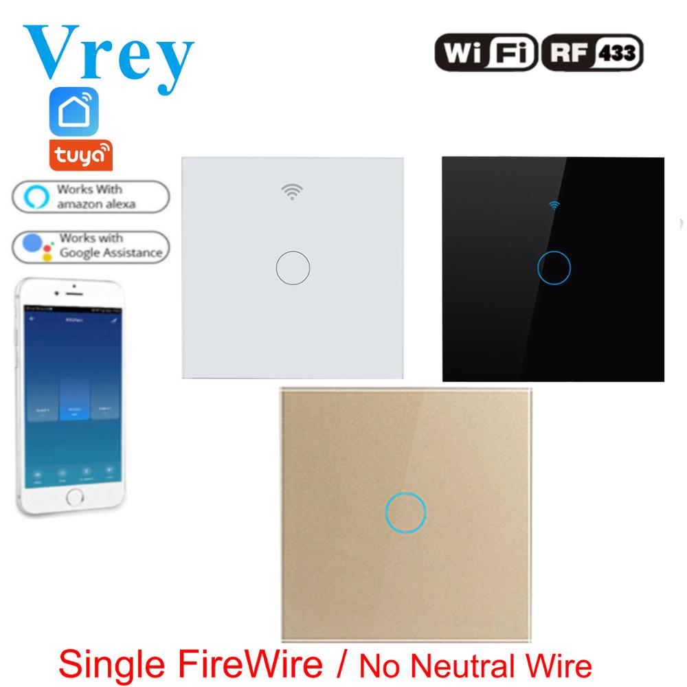 Vrey Wifi Smart Touch Switch100V-240v Muur Touchscreen Schakelaar Suppor Afstandsbediening Enkele Firewire Crystal Glass Switch Panel