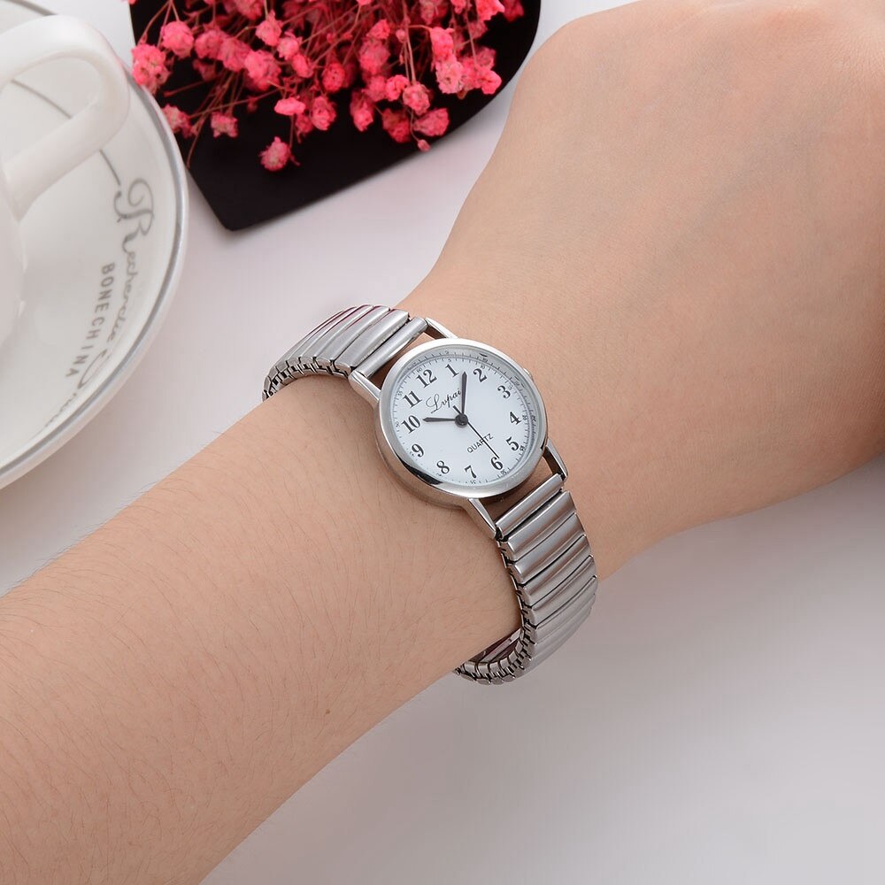 Mode Zilveren Roestvrij Staal Koppels Horloge Quartz-horloge Ronde Vrouwen jurk Horloges Montre Femme