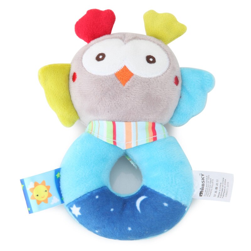 Babyspeelgoed met handvat, bel, babyspeelgoed van 0-12 maanden, cartoon pasgeboren, pluche rammelaar, bel, handspeelgoed, zachte babymobiel, babybel: Uil 2