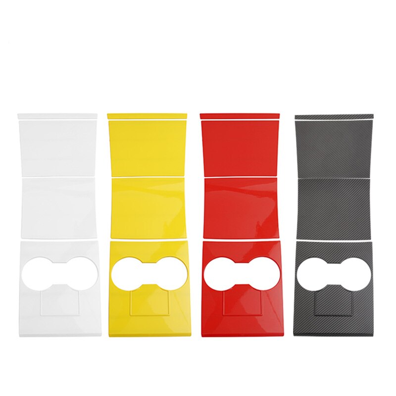 For Tesla Model 3 Car Interior Decal Matte Carbon Fiber Style ABS Center Console Cup Holder Panel Cover Trim 4PCS/SET