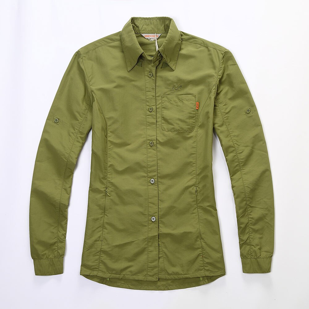 Vrouwen Vissen Shirt Lange Mouw Outdoor Shirt Upf 45 Vissen Shirts Ademend Camisa De Hombre Para Pesca Vissen Zon shirt: Green / USA Size M