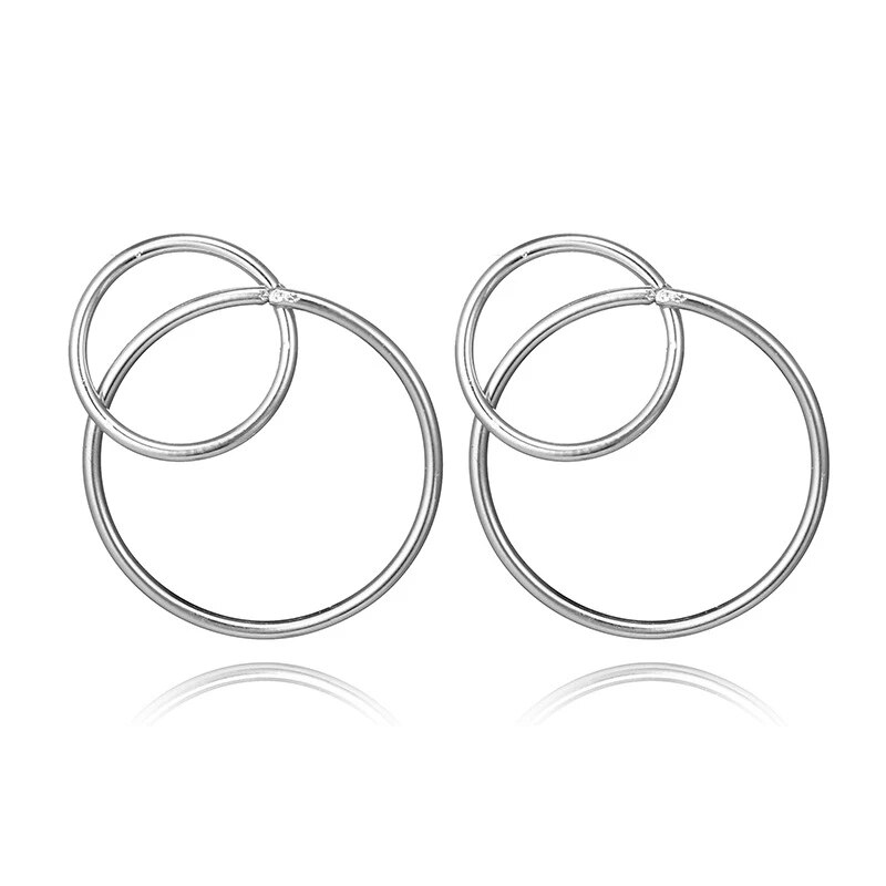 Fashion Statement Earrings 2022 Geometric Double Round Earrings For Women Simple Temperament Semi Circle Brincos Jewelry Gift: ES3120