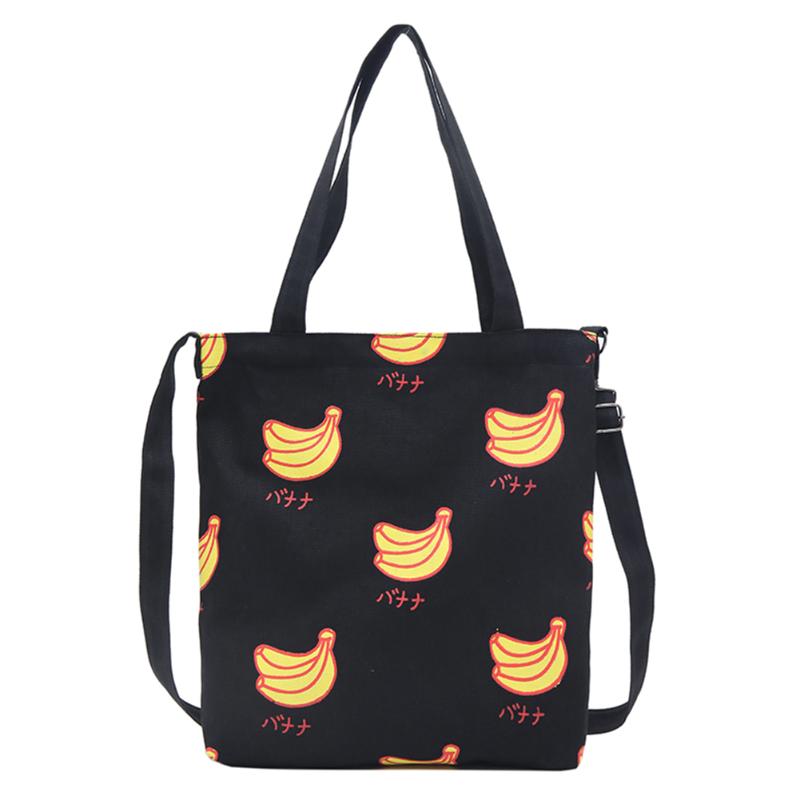 Kvinnor canvas casual axel crossbody väska kvinnlig enkel stor kapacitet dam messenger handväska: Svart