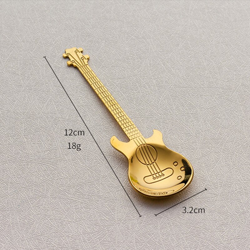 1pcs Stainless Steel Guitar Shaped Coffee Spoon Teaspoon Musical Coffee Spoons Teaspoons Mixing Spoons Kitchen Dining Bar Tools