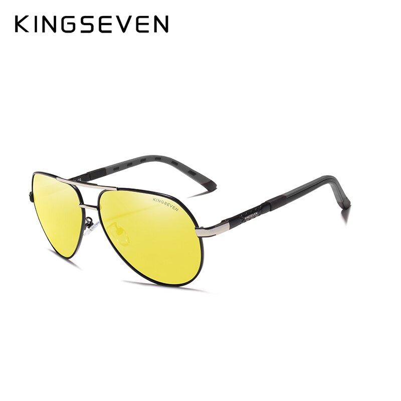 KINGSEVEN Männer Jahrgang Aluminium Polarisierte Sonnenbrille Klassische sonnenbrille Beschichtung Objektiv Fahren Schattierungen Für Männer/Wome: Schwarz Gelb