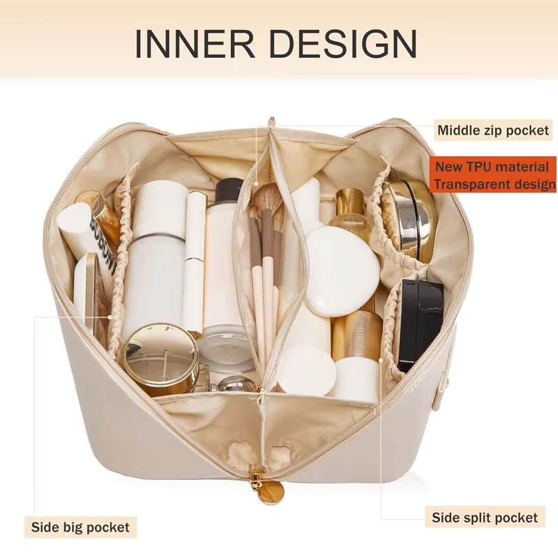 Neceser de viaje para mujer, caja de cosméticos impermeable de PU, organizador de maquillaje de gran capacidad, bolsa de de artículos de tocador para el día de la madre