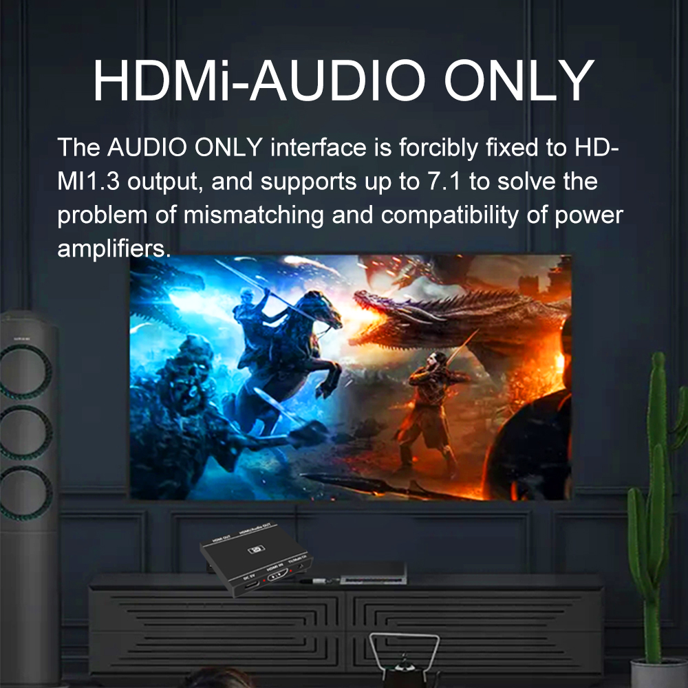 Hdmi 2.0b 1 x 2 splitter 4k @ 60hz uhd 1 in 2 ud kun hd lydudtrækker hdcp crack 7.1ch dolby atmos til ps tv-boks