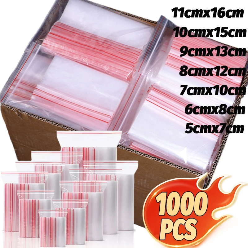 Tykkere gjennomsiktig selvforseglende pose smykker skopakking plast oppbevaringsposer gjenlukkbare glidelåser forseglingspose tykkelse 0.05mm