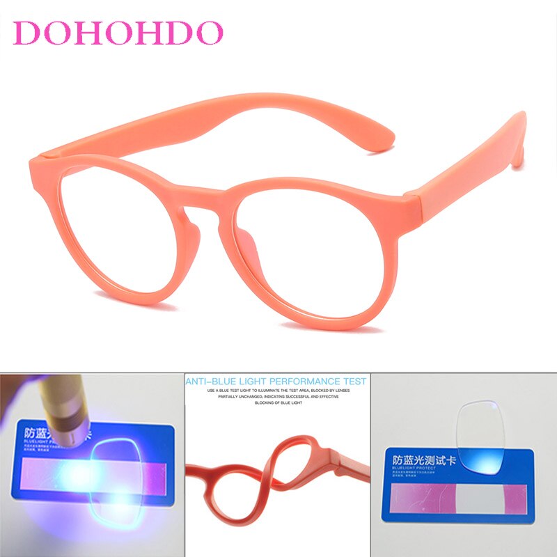 Dohohdo blåt lys blokerende børns brilleramme børn dreng piger runde computer gennemsigtig anti blå lys briller  uv400
