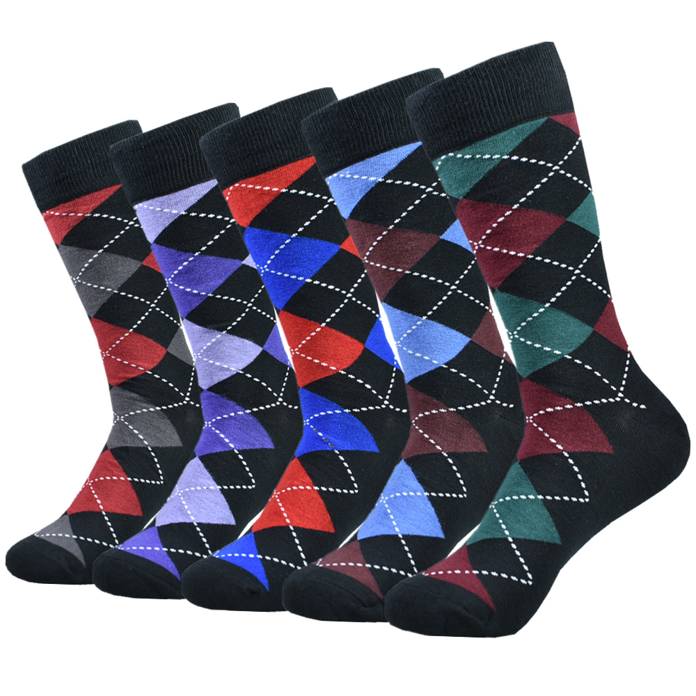 Chaussettes pour hommes habillées à la en coton à motifs noirs Chaussettes drôles colorées heureuses pour hommes: WHITE