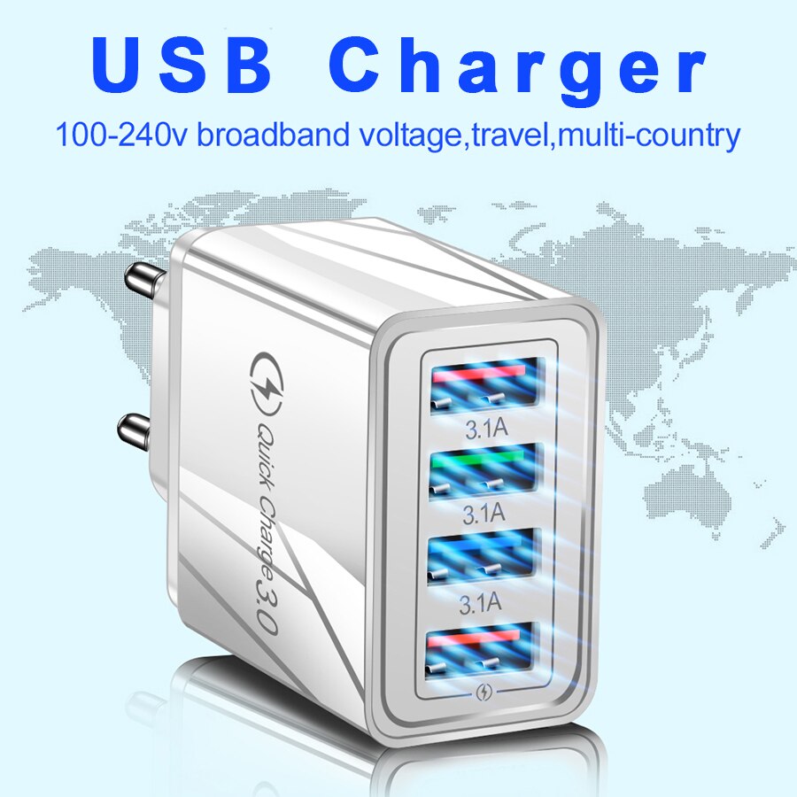 USB Charger Quick Charge 3.0 Charger For All Smart Phones Tablet Wall Mobile Phone Charger Fast Charging 36W EU/US Plug Adapter