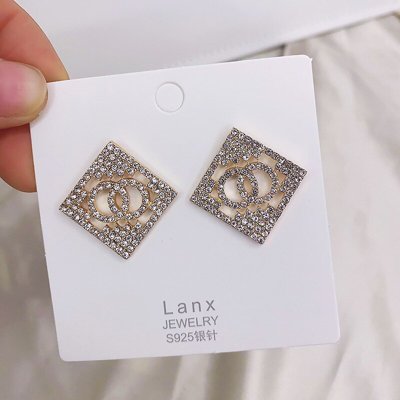 Rhinestone Geometrische Stud Oorbellen Voor Vrouwen Meisjes Bijoux Cirkel Earring Partij Sieraden Gold Trendy Oorbellen: 66644