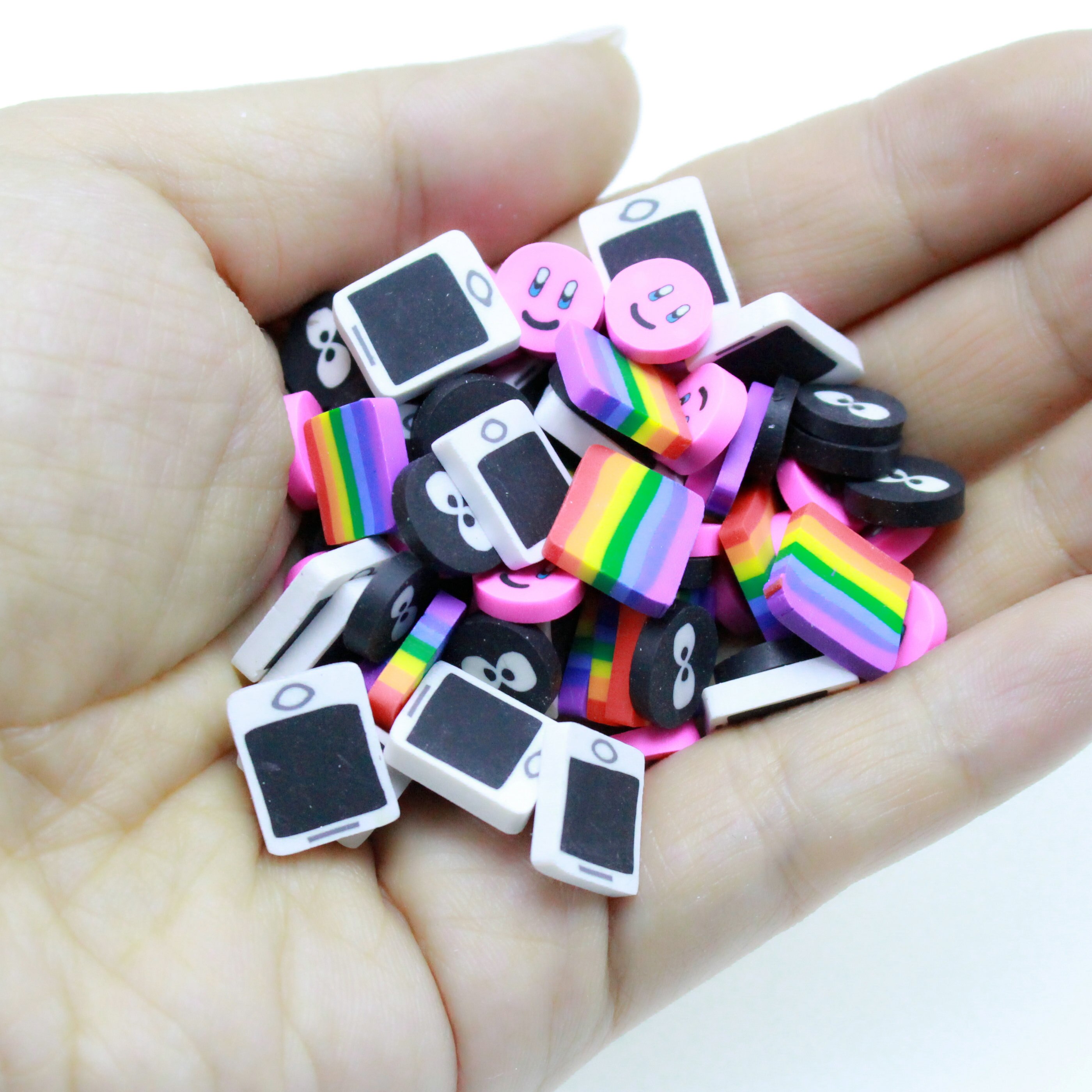 20g smile slime ler stykke regnbue polymer ler dryss gør-det-selv harpiks shaker charms ting smykker fyld telefon cover dekoration