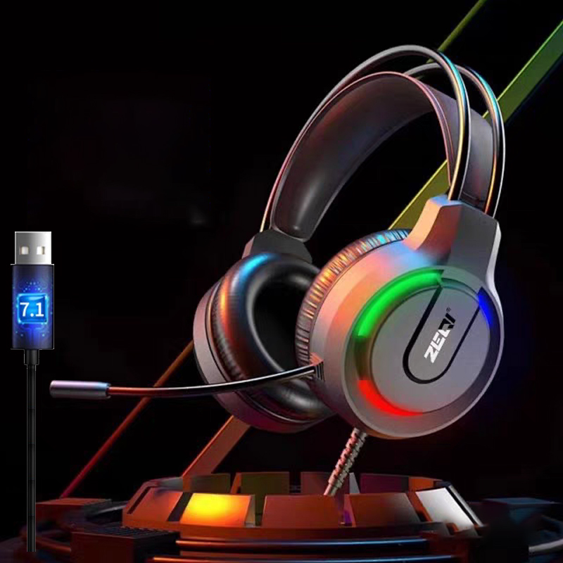 Gaming-Headset 7.1 Virtual Surround Sound-Kopfhörer mit Mikrofon, Stereo-Kopfhörer, vibriert für PC, Computer, Laptop: WHITE