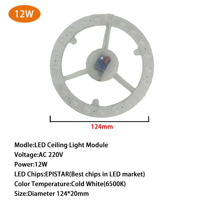 Led Module Licht 220V 12W 18W 24W Ronde Vervangen Plafondlamp Verlichting Bron Handig Installatie Voor huis Binnenverlichting: LED Module light 12W