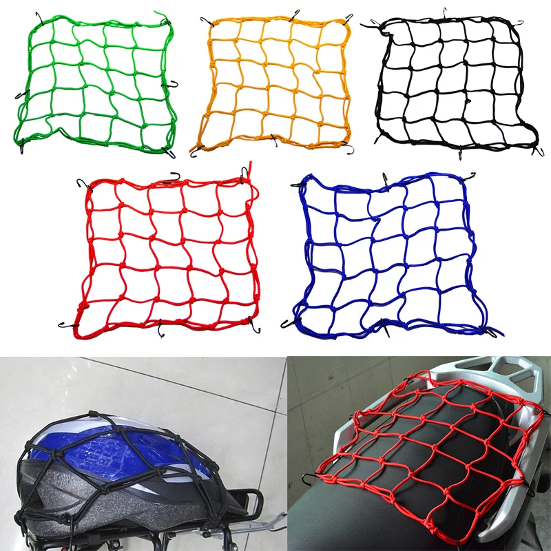40x40 cm motorfiets 6 haken elastische bungee netto motorfiets opslag helm tank bagage mesh web motorfiets accessoires 5 kleuren