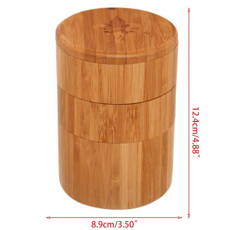 Caja de sal de bambú de tres capas, caja creativa para especias, soporte para sal con tapa, soporte para encimera, sal y Peper