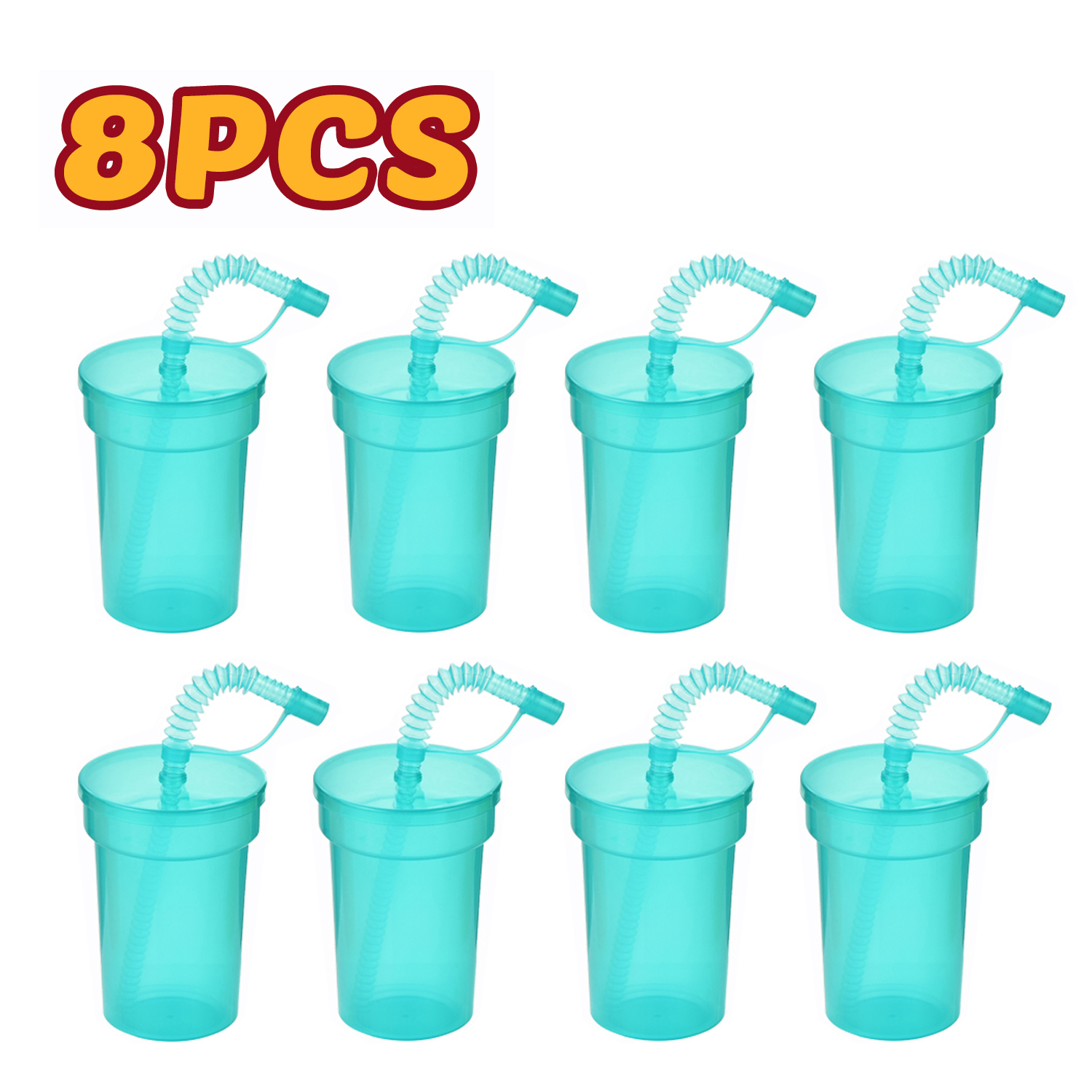 Tazas Sipper de neón: tazas coloridas y a prueba de derrames con tapas y pajitas, ideales para eventos escolares, fiestas temáticas y fiestas de cumpleaños: violet