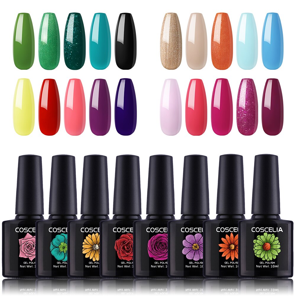 Coscelia neglesæt gel neglelak sæt med 36w uv led lampe 10/20 farver soak off manicure værktøj sæt negle kunst dekorationer: Kun 20 stk gel