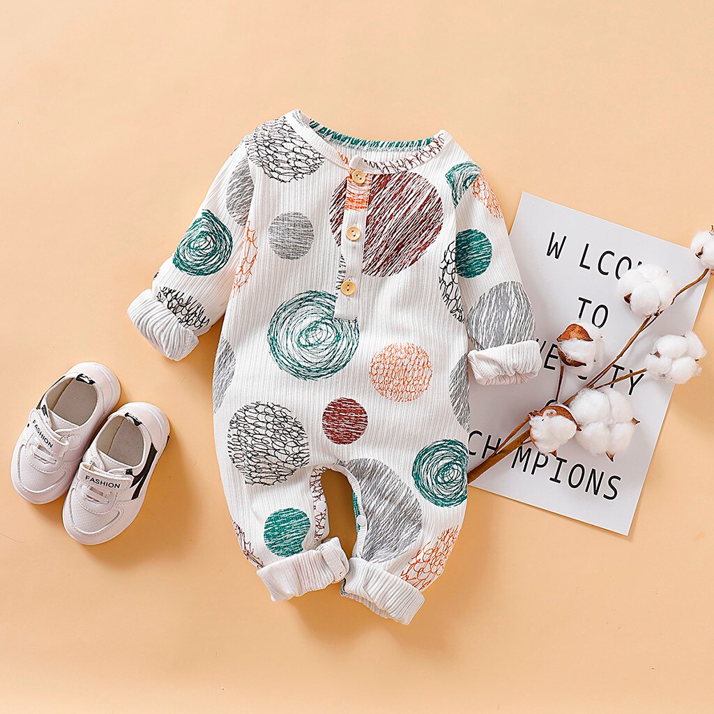 Fall Winter Infant Baby Romper Jumpsuit Boy Girls Long Sleeve Dinosaur Striped Print Romper Jumpsuit Clothes A1: MULTI / 3M