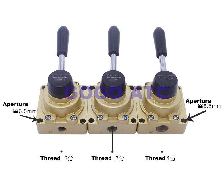 Pneumatic three-position four-way hand rotary valve Manual switch hand valve valve reversing man control valve HV-02/03/04
