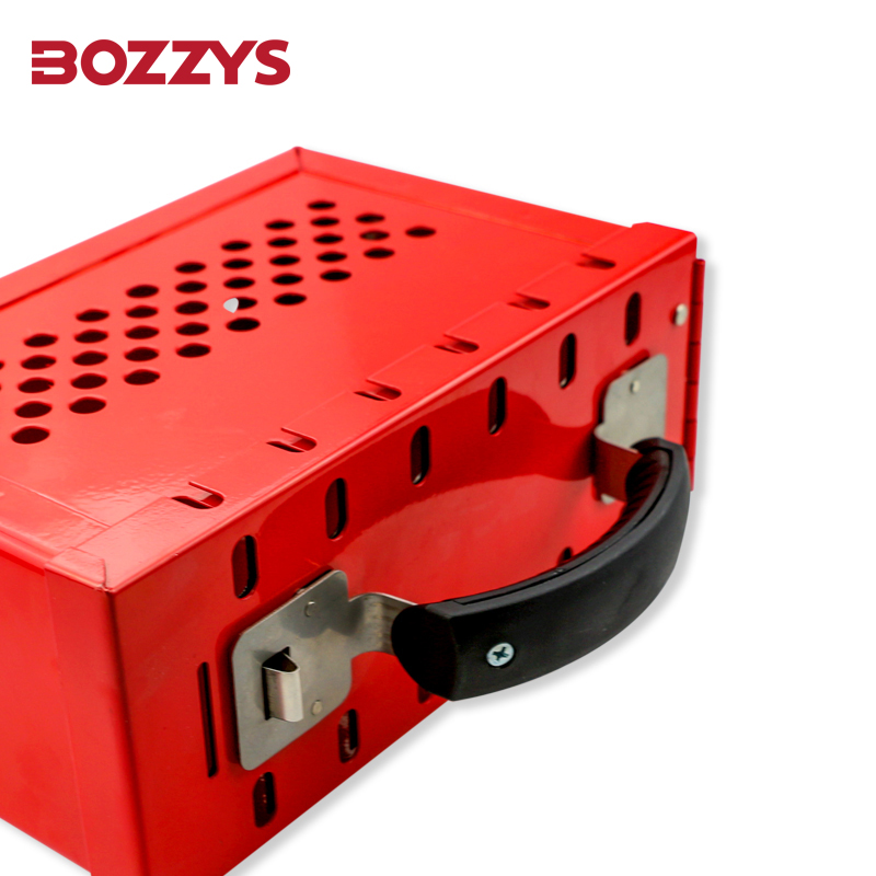 BOZZYS caja de bloqueo de grupo portátil, gabinete para gestión Visual con placa de acero recubierta de plástico y mango plegable