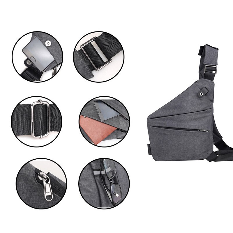 Heren borsttassen anti-diefstal messenger bag heren schoudertassen heren verborgen borsttas heren retro crossbody sling bag