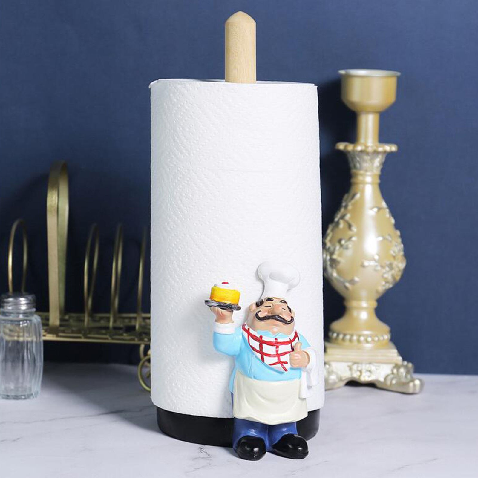 Chef Paper Towel Holder Paper Towel Dispenser Stand Tissue Holders Kitchen Paper Storage for for Restaurant Hotel Free Standing