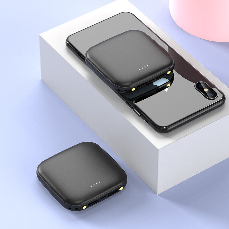 Mini Power Bank 10000mAh Smartphone Portable Charger Powerbank 10000 mAh For Xiaomi iPhone 11 External Mobile Battery Poverbank: Black