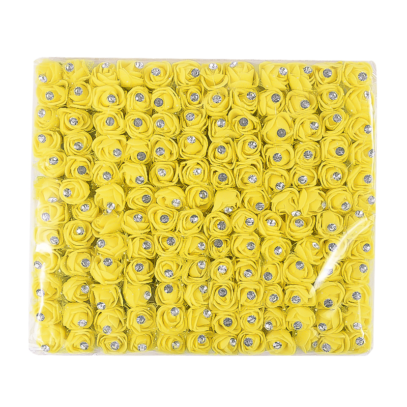 144 Stuks Mini Kunstbloemen Hoofd Met Strass Schuim Teddybeer Rozen Boeket Voor Bruiloft Home Decor Kerstkrans: Roze