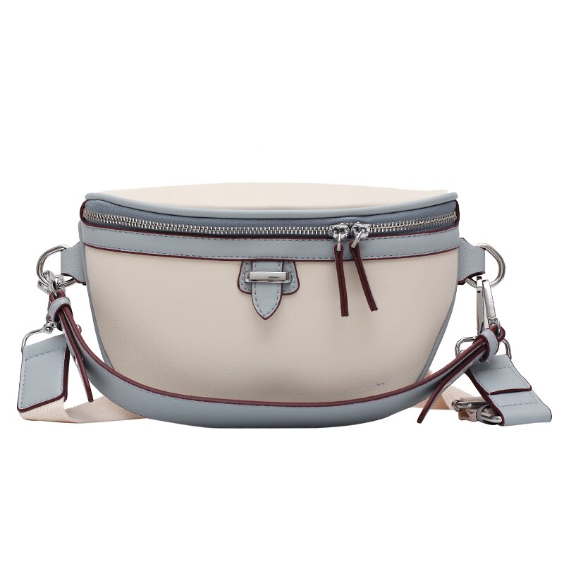 Casual Pu Lederen Taille Tassen Voor Vrouwen Rits Schouder Tas Dame Borst Crossbody Vrouwen Handtassen: Blauw