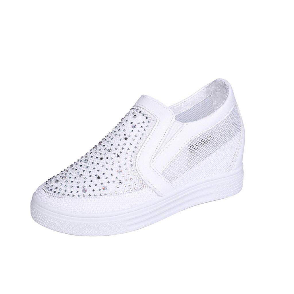 SAGACE Sandalen Vrouw Strass Mesh Dikke Zool Kleur Elastische Band Hoge Hak Grote Size Eervolle Mode Vrouwen Zomer Schoenen: WHITE / 38