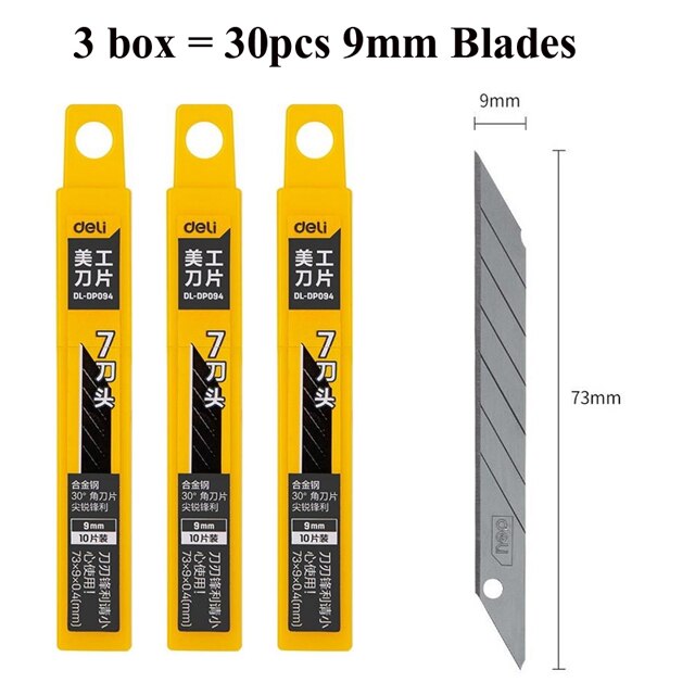 9mm 18mm Utility Knife Replacement Blades,Snap Off Carbon Steel Blades for Cutting Knives, Hobby, Craft Knife, Box Cutter: 3 Boxes 9mm DP094