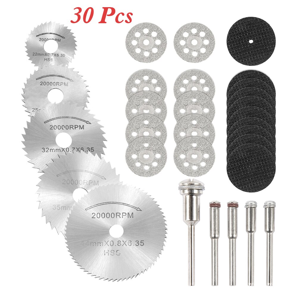 60pcs Diamond Cutting Discs Metal Saw Blade Set HSS Mini Circular Saw Blade For Dremel Rotary Tools Resin Cut-Off Wheels Diamond: 30PCS