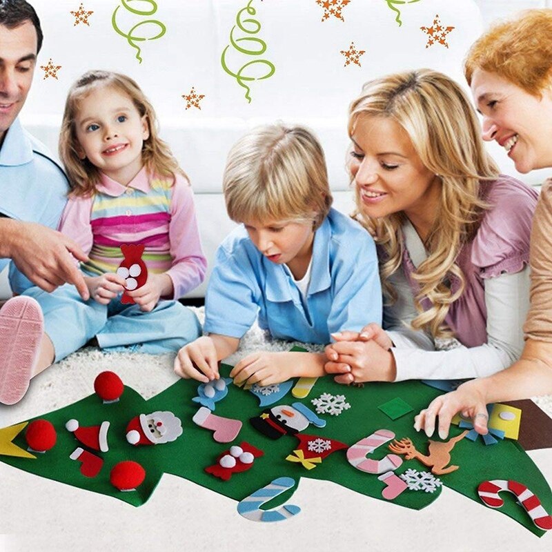 Vilt Kerst Voor Kinderen 3.2Ft Diy Kerstboom Met Peuters 30 Pcs Ornamenten Voor Kinderen Xmas Opknoping Thuis Deur: Default Title