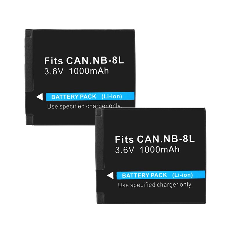 Kamera batteri  nb 8l nb8l nb -8l för canon powershot  a3300 a3200 a3100 a3000 a2200 a1200 is 1000 mah batterier tillbehör: 2 batterier