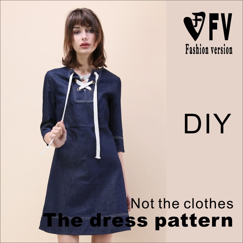 Cutting pattern women's denim dress pattern 1:1 clothing drawing BLQ-322