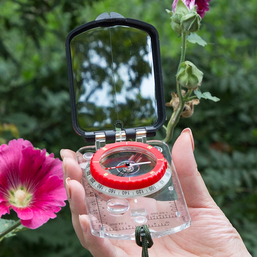 BIJIA Multifunction Compass Portable Magnifying Ruler Scale Scout Hiking Camping Boating Orienteering Map